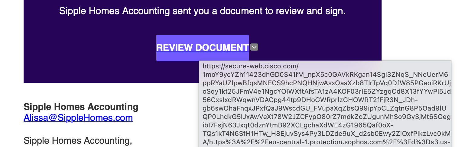 El mouseover muestra un enlace a cisco.com
